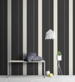 A.S. Creation AS Creation Karl Lagerfeld - Papier Peint Block Stripes - Avantgarde "Ribbon" - Lilas Blanc Noir - 1005 X 53 Cm -A.S. Creation Soldes 1095x1200 14