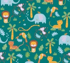 A.S. Creation JUNGLE ANIMAL WALLPAPER - Vert Jaune Blauw Marron Wit - Papier Peint Chambre D'enfant - AS Creation Little Love