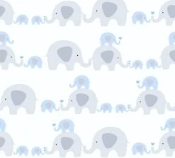 A.S. Creation ELEPHANT WALLPAPER - Blauw Grijs Wit - Papier Peint Chambre D'enfant - AS Creation Little Love