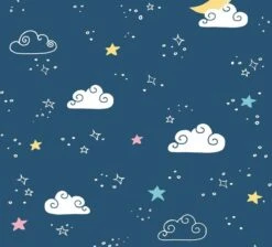 A.S. Creation PAPIER PEINT LUNE ET ETOILES - Blauw Wit Jaune Rose - Papier Peint Chambre D'enfant - AS Creation Little Love