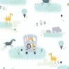 A.S. Creation ANIMALS ON SAFARI WALLPAPER - Bont Vert Grijs Jaune Wit - Papier Peint Chambre D'enfant - AS Creation Little Love