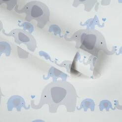 A.S. Creation ELEPHANT WALLPAPER - Blauw Grijs Wit - Papier Peint Chambre D'enfant - AS Creation Little Love -A.S. Creation Soldes 1200x1200 123