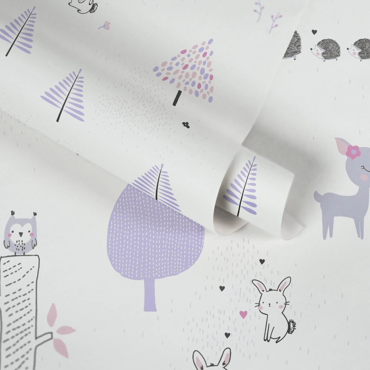 A.S. Creation PAPIER PEINT ANIMAUX DANS LA FORET - Lilas Wit Grijs Zwart - Papier Peint Chambre D'enfant - AS Creation Little Love 3 A.S. Creation PAPIER PEINT ANIMAUX DANS LA FORET - Lilas Wit Grijs Zwart - Papier Peint Chambre D'enfant - AS Creation Little Love – Image 3