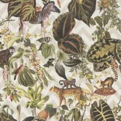 A.S. Creation AS Creation MICHALSKY - Papier Peint Jungle - Animaux Aux Feuilles Tropicales - Beige Multicolore - 1005 X 53 Cm