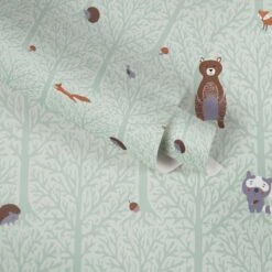 A.S. Creation PAPIER PEINT ANIMAUX DANS LA FORET - Vert Marron Oranje Grijs - Papier Peint Chambre D'enfant - AS Creation Little Love -A.S. Creation Soldes 1200x1200 76