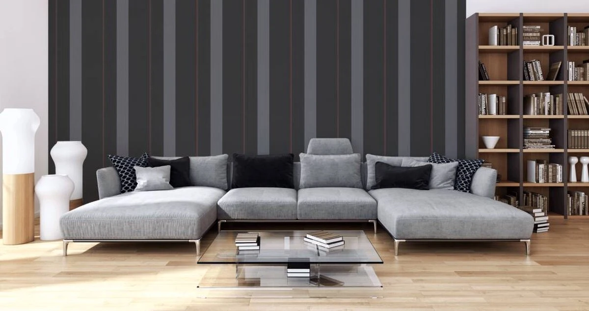 A.S. Creation AS Creation Karl Lagerfeld - Papier Peint Block Stripes - Avantgarde "Ribbon" - Noir Rouge Gris - 1005 X 53 Cm 13 A.S. Creation AS Creation Karl Lagerfeld - Papier Peint Block Stripes - Avantgarde "Ribbon" - Noir Rouge Gris - 1005 X 53 Cm – Image 13