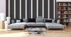 A.S. Creation AS Creation Karl Lagerfeld - Papier Peint Block Stripes - Avantgarde "Ribbon" - Lilas Blanc Noir - 1005 X 53 Cm -A.S. Creation Soldes 1200x634 13