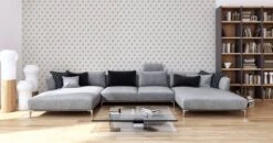 A.S. Creation AS Creation Karl Lagerfeld - Papier Peint Portrait - Design "Kameo" Dessin - Blanc Gris Argent Métallisé - 1005 X 53 Cm -A.S. Creation Soldes 1200x634 5