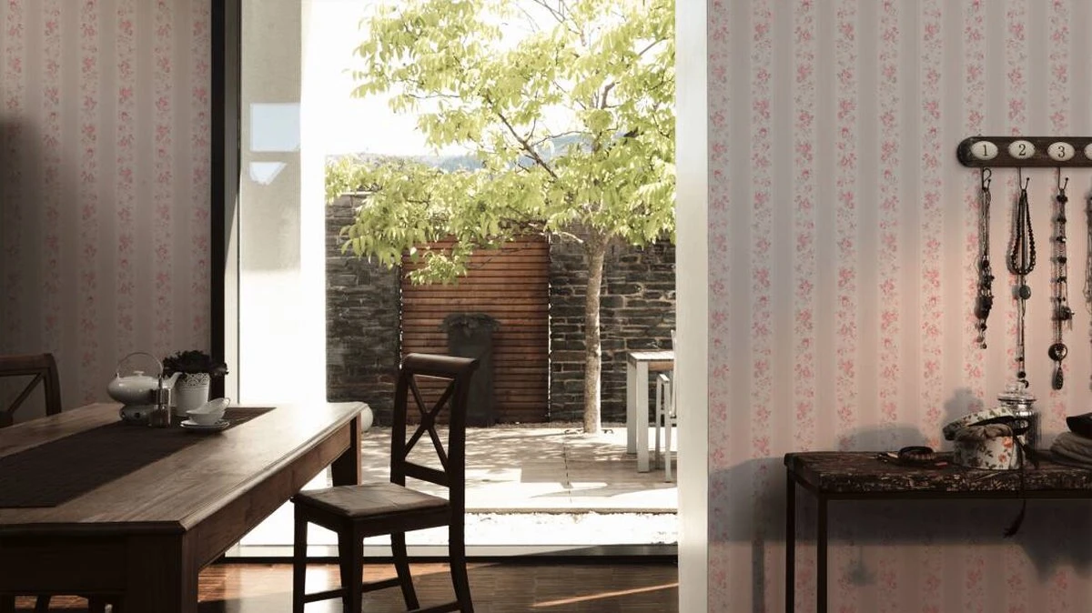 A.S. Creation AS Creation Maison Charme - PAPIER PEINT FLEURS EN RAYURES - Taupe Blanc Rouge - 1005 X 53 Cm 8 A.S. Creation AS Creation Maison Charme - PAPIER PEINT FLEURS EN RAYURES - Taupe Blanc Rouge - 1005 X 53 Cm – Image 8