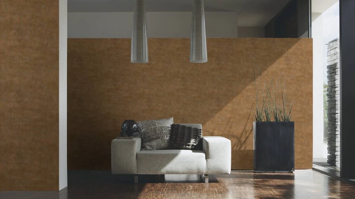 A.S. Creation AS Creation Titanium 3 - Papier Peint Texturé - Bande Métallique Interrompue - Brun Orangé - 1005 X 53 Cm 4 A.S. Creation AS Creation Titanium 3 - Papier Peint Texturé - Bande Métallique Interrompue - Brun Orangé - 1005 X 53 Cm – Image 4