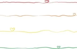 A.S. Creation HEARTS GUIRLAND WALLPAPER - Bont Wit Rouge Blauw Jaune - Papier Peint Chambre D'enfant - AS Creation Little Love