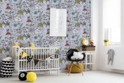 A.S. Creation PAPIER PEINT ANIMAUX, ELIES, LICORNE ET FLORAL - Grijs Zwart Wit Jaune Rouge - Papier Peint Pépinière - Motif Floral - Motif Animal - AS Creation Little Love -A.S. Creation Soldes 1200x800 30