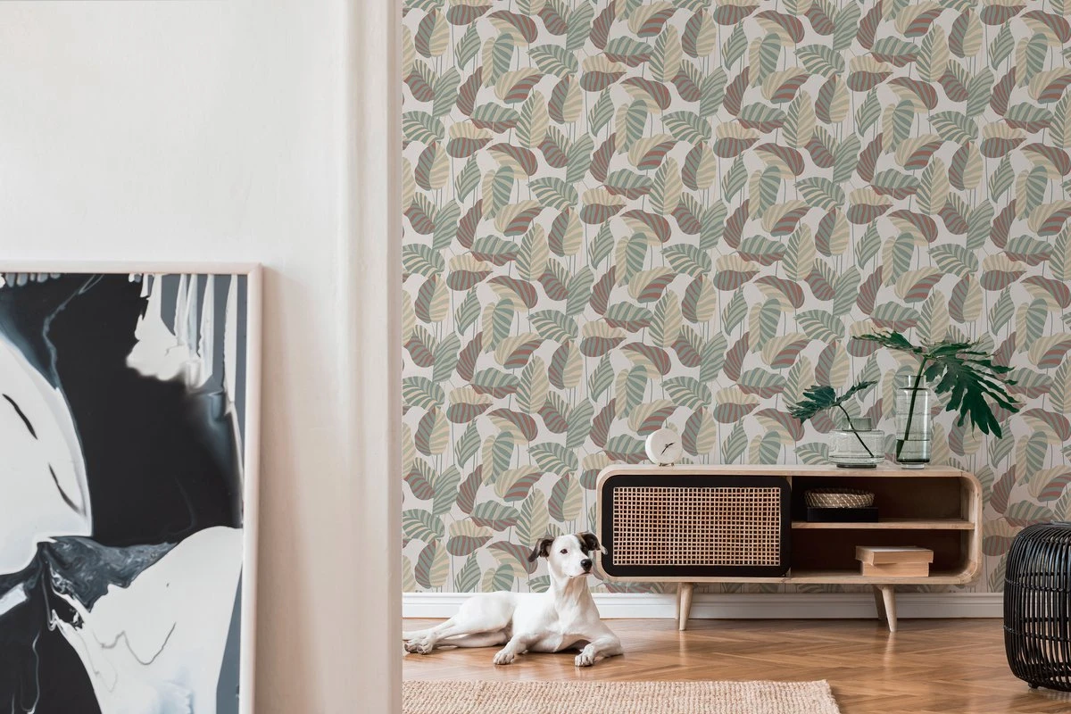 A.S. Creation AS Création Antigua - PAPIER PEINT FEUILLES DE PALMIER - Orange Rouge Beige Vert - 1005 X 53 Cm 5 A.S. Creation AS Création Antigua - PAPIER PEINT FEUILLES DE PALMIER - Orange Rouge Beige Vert - 1005 X 53 Cm – Image 5