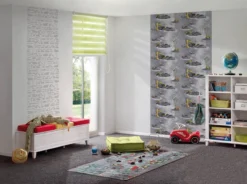 A.S. Creation PAPIER PEINT DE VÉHICULES DE SITE DE CONSTRUCTION - Gris Jaune Rouge - AS Creation Little Stars -A.S. Creation Soldes 1200x893