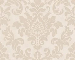 A.S. Creation PAPIER PEINT ORNEMENTS BAROQUES TRADITIONNELS - Beige Crème Métallique - AS Creation Trendwall