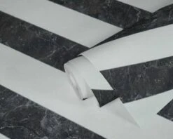 A.S. Creation AS Creation MICHALSKY - Papier Peint à Rayures Marbrées - Natuursteen - Argent Blanc Noir - 1005 X 53 Cm -A.S. Creation Soldes 1200x960 129