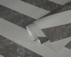 A.S. Creation AS Creation MICHALSKY - Papier Peint à Rayures Marbrées - Natuursteen - Gris Blanc Argenté - 1005 X 53 Cm -A.S. Creation Soldes 1200x960 25