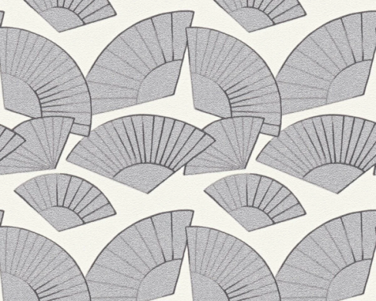 A.S. Creation AS Creation Karl Lagerfeld - Papier Peint Graphique éventail - Avantgarde Design "Fan" - Blanc Argenté - 1005 X 53 Cm 11 A.S. Creation AS Creation Karl Lagerfeld - Papier Peint Graphique éventail - Avantgarde Design "Fan" - Blanc Argenté - 1005 X 53 Cm – Image 11