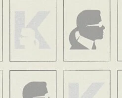 A.S. Creation AS Creation Karl Lagerfeld - Papier Peint Portrait - Design "Kameo" Dessin - Blanc Gris Argent Métallisé - 1005 X 53 Cm -A.S. Creation Soldes 1200x960 41