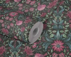 A.S. Creation AS Creation Maison Charme - PAPIER PEINT FLEURS ET OISEAUX - Noir Rose Bleu Vert - 1005 X 53 Cm -A.S. Creation Soldes 1200x960 51