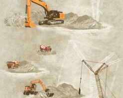 A.S. Creation PAPIER PEINT VÉHICULES DE SITE DE CONSTRUCTION - Marron Orange Rouge - AS Creation Little Stars