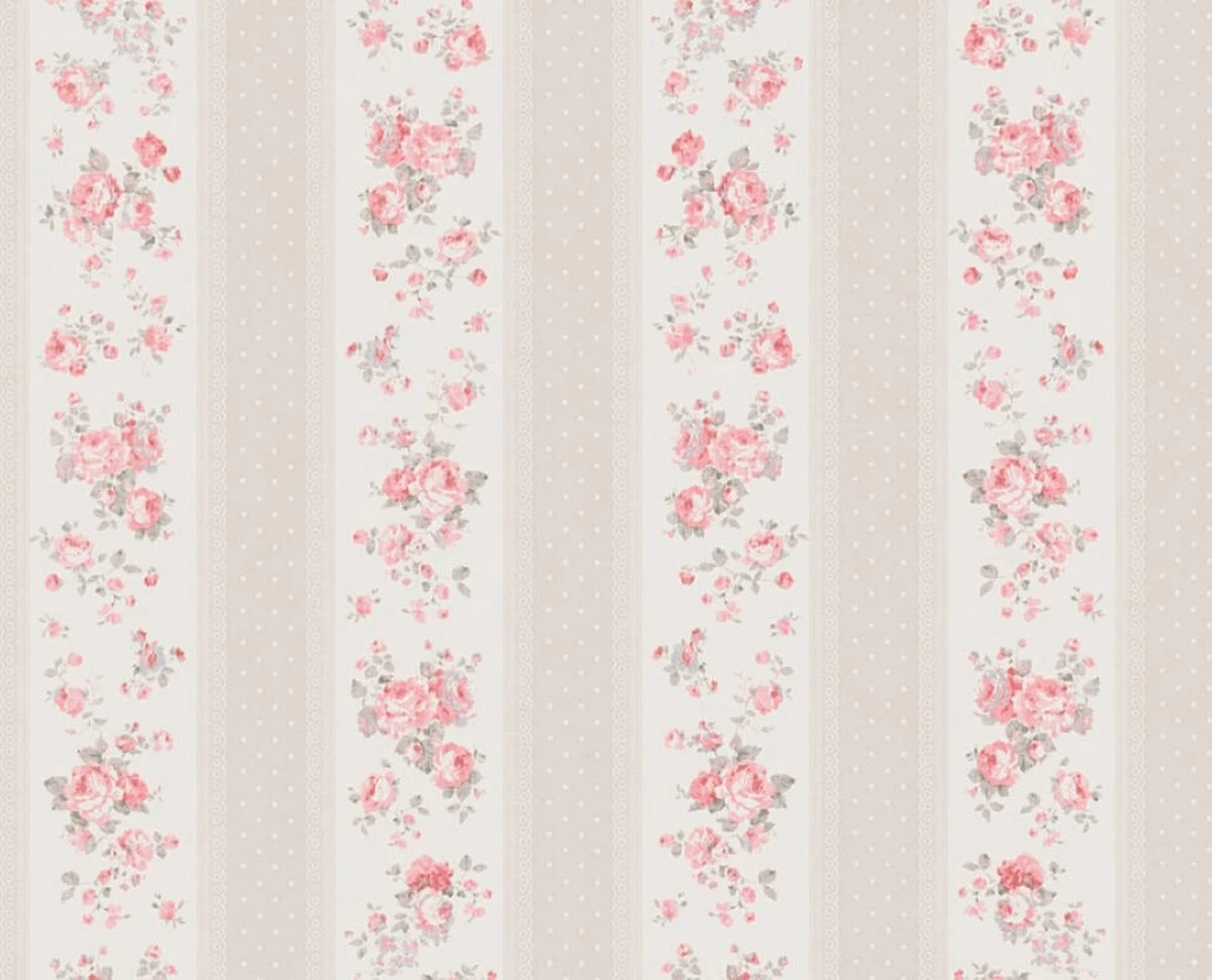 A.S. Creation AS Creation Maison Charme - PAPIER PEINT FLEURS EN RAYURES - Taupe Blanc Rouge - 1005 X 53 Cm 1 A.S. Creation AS Creation Maison Charme - PAPIER PEINT FLEURS EN RAYURES - Taupe Blanc Rouge - 1005 X 53 Cm