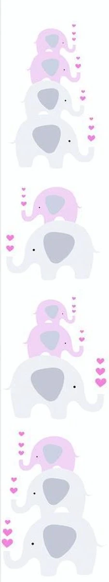 A.S. Creation PAPIER PEINT ACROBATIQUE ELEPHANT - Rose Grijs Wit - Papier Peint Chambre D'enfant - AS Creation Little Love