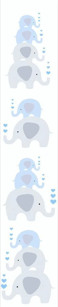 A.S. Creation PAPIER PEINT ACROBATIC ELEPHANT - Blauw Grijs Wit - Papier Peint Chambre D'enfant - AS Creation Little Love