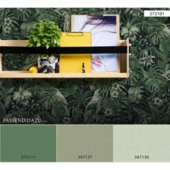 A.S. Creation Flavour | 367137 | Papier Peint Intissé Uni | 0.53 M X 10.05 M | Vert -A.S. Creation Soldes 367137 5