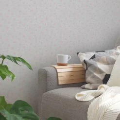 A.S. Creation Papier Peint à Fleurs Gris Rose - Papier Peint Intissé Maison De Campagne A.S. Création - Mat Et Légèrement Structuré