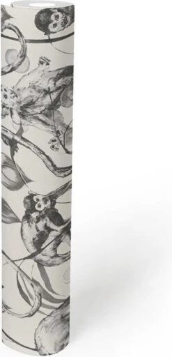 A.S. Creation AS Creation MICHALSKY - Papier Peint Jungle - Singes Araignées Entre Les Feuilles - Gris Blanc Noir - 1005 X 53 Cm -A.S. Creation Soldes 579x1200 1