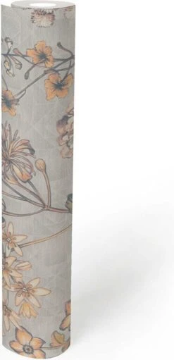 A.S. Creation AS Creation Metropolitan Stories 3 - PAPIER PEINT FLORAL VINTAGE - Gris Orange Jaune - 1005 X 53 Cm -A.S. Creation Soldes 580x1200 4