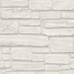 A.S. Creation Elements | 662316 | Papier Peint Intissé Pierre Brique | 0.53 M X 10.05 M | Blanc