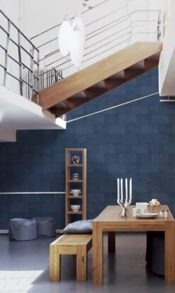 A.S. Creation AS Creation Titanium 3 - Papier Peint Motif Carrelage - Brillance Métallique - Bleu Foncé - 1005 X 53 Cm -A.S. Creation Soldes 720x1200 2