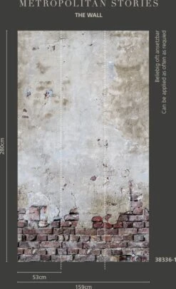 A.S. Creation AS Creation Metropolitan Stories "The Wall" - PIERRE AVEC PAPIER PEINT PHOTO MUR DE CIMENT - 1,59 X 2,80 Mètres - Motif Répétable -A.S. Creation Soldes 730x1200 4