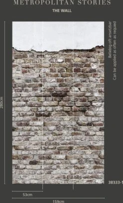 A.S. Creation AS Creation Metropolitan Stories "The Wall" - PAPIER PEINT PHOTO MUR DE PIERRE - 1,59 X 2,80 Mètres - Motif Répétable -A.S. Creation Soldes 730x1200 6