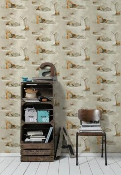 A.S. Creation PAPIER PEINT VÉHICULES DE SITE DE CONSTRUCTION - Marron Orange Rouge - AS Creation Little Stars -A.S. Creation Soldes 831x1200 1