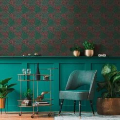 A.S. Creation Papier Peint Intissé à Motif Floral Vert Rouge - Papier Peint Avec Des Herbes -A.S. Creation Soldes architects paper tapete art of eden 390581 ambiente4