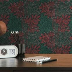 A.S. Creation Papier Peint Intissé à Motif Floral Vert Rouge - Papier Peint Avec Des Herbes