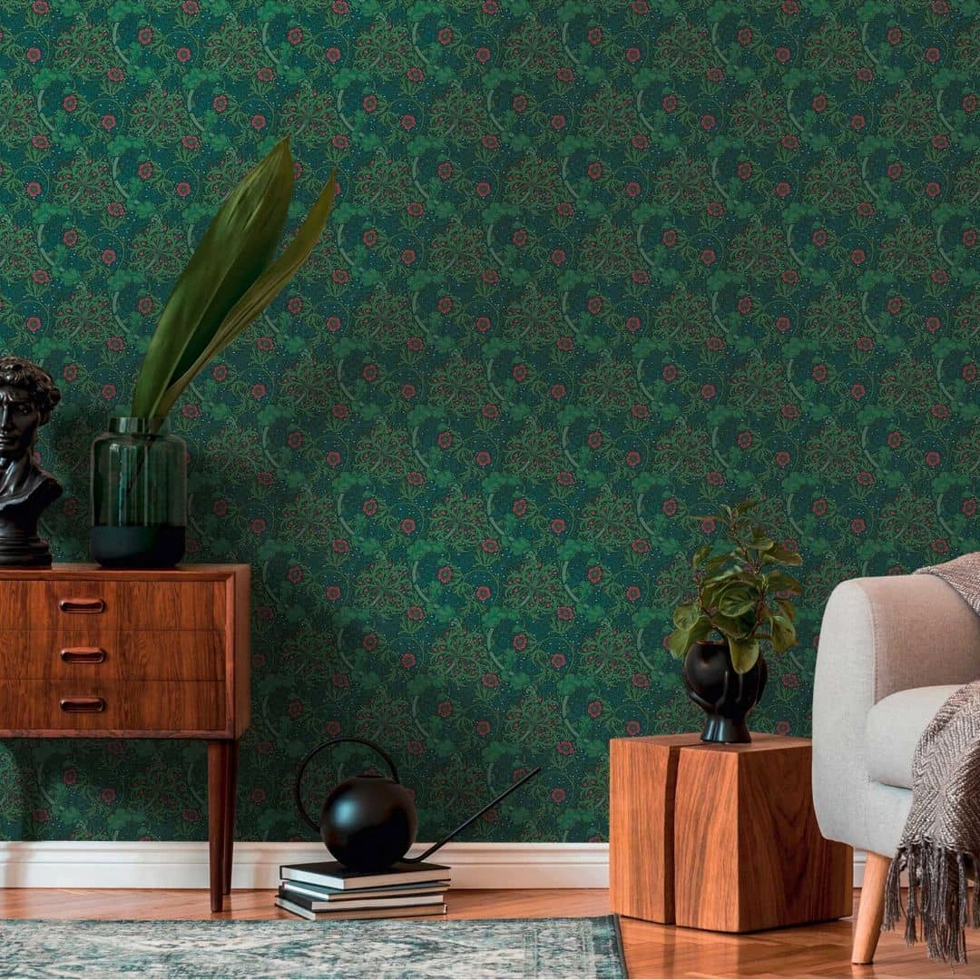 A.S. Creation Papier Peint Avec Rinceaux Et Fleurs Vert Rouge - Papier Peint Intissé Floral 5 A.S. Creation Papier Peint Avec Rinceaux Et Fleurs Vert Rouge - Papier Peint Intissé Floral – Image 5