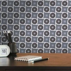 A.S. Creation Papier Peint Graphique Avec Motif Circulaire Noir Blanc - Papier Peint Intissé Style Rétro