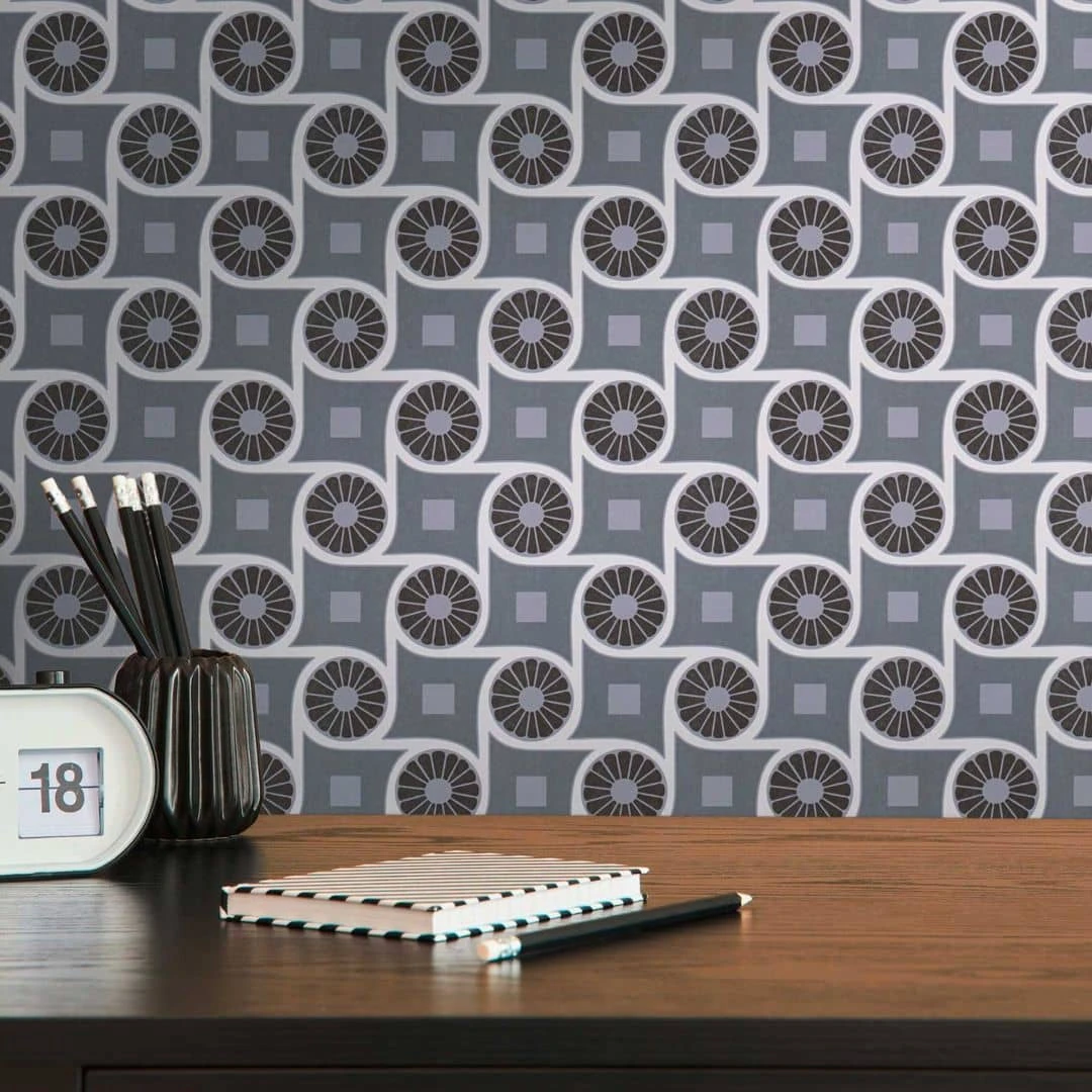 A.S. Creation Papier Peint Graphique Avec Motif Circulaire Noir Blanc - Papier Peint Intissé Style Rétro 1 A.S. Creation Papier Peint Graphique Avec Motif Circulaire Noir Blanc - Papier Peint Intissé Style Rétro