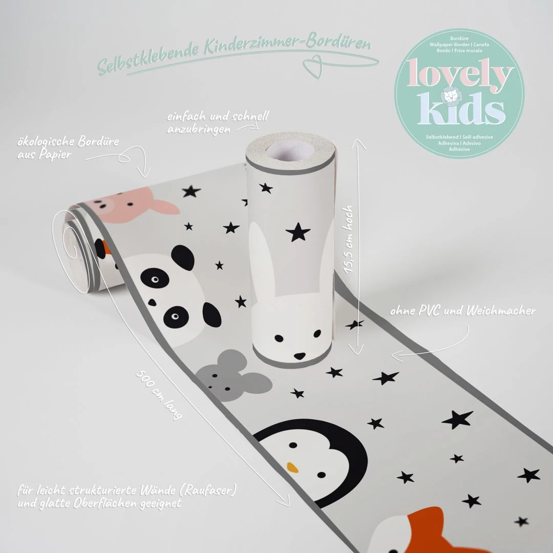 A.S. Creation A.S. Création Lovely Kids Frise Autocollante Enfant - Gris, Noir 1 A.S. Creation A.S. Création Lovely Kids Frise Autocollante Enfant - Gris, Noir