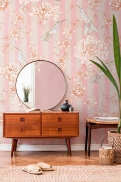 A.S. Creation Papier Peint Floral Rose Beige - Papier Peint Intissé Fleurs Plantes Livingwalls - Mat Et Lisse