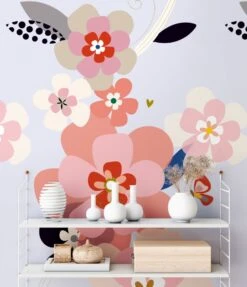 A.S. Creation Papier Peint Fleuri Rose - Papier Peint Intissé Floral Livingwalls - Mat Et Lisse