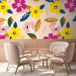 A.S. Creation Papier Peint Fleuri Beige - Papier Peint Intissé Floral Livingwalls - Mat Et Lisse