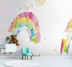 A.S. Creation Papier Peint Chambre Enfant Blanc Coloré - Papier Peint Intissé Art Pour Enfants Livingwalls - Mat Et Lisse