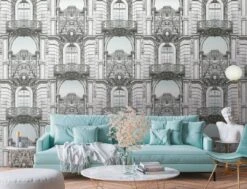 A.S. Creation Papier Peint Bâtiment Blanc Noir - Papier Peint Intissé Architecture Livingwalls - Mat Et Lisse