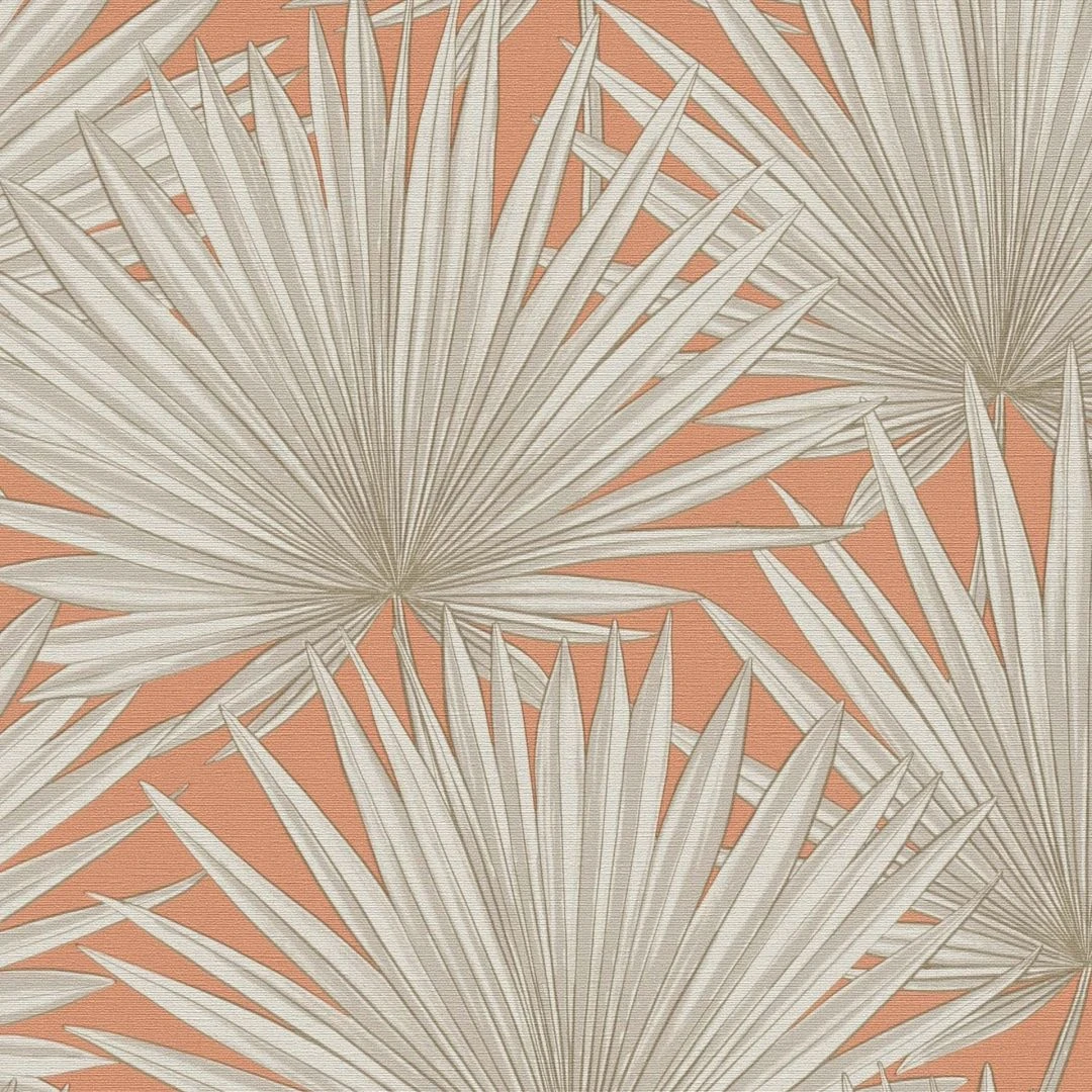 A.S. Creation Papier Peint Intissé Feuilles De Palmier Orange Beige - Jungle Papier Peint Salon 3 A.S. Creation Papier Peint Intissé Feuilles De Palmier Orange Beige - Jungle Papier Peint Salon – Image 3