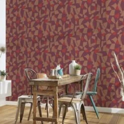 A.S. Creation Papier Peint Vintage Cuisine Lilas Marron Rouge - Papier Peint Intissé Motif Design